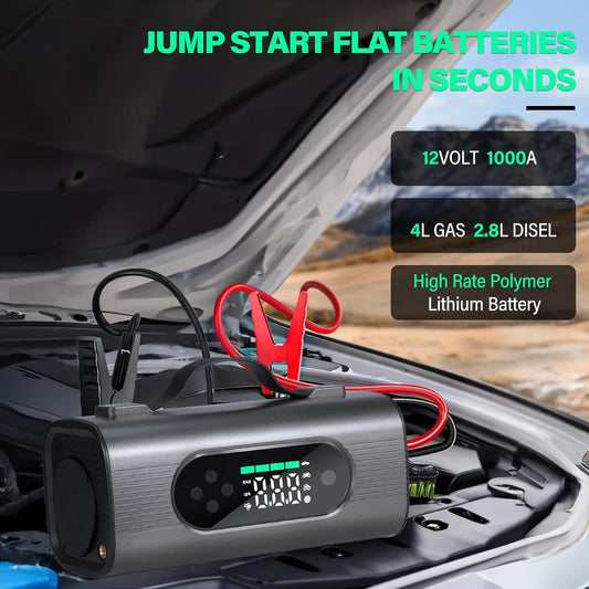 8-in-1 Portable Car Battery Starter With Air Compressor