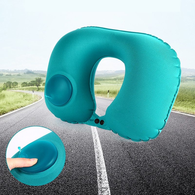 Portable U-Shape Inflatable Travel Pillow