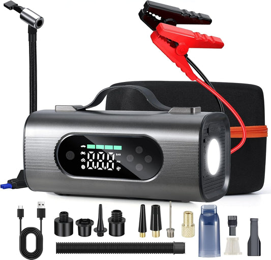 8-in-1 Portable Car Battery Starter With Air Compressor