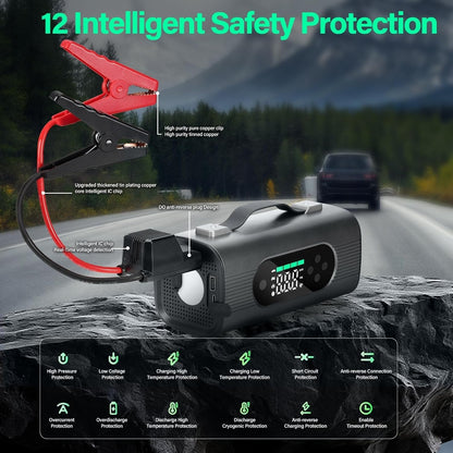 8-in-1 Portable Car Battery Starter With Air Compressor