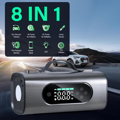 8-in-1 Portable Car Battery Starter With Air Compressor